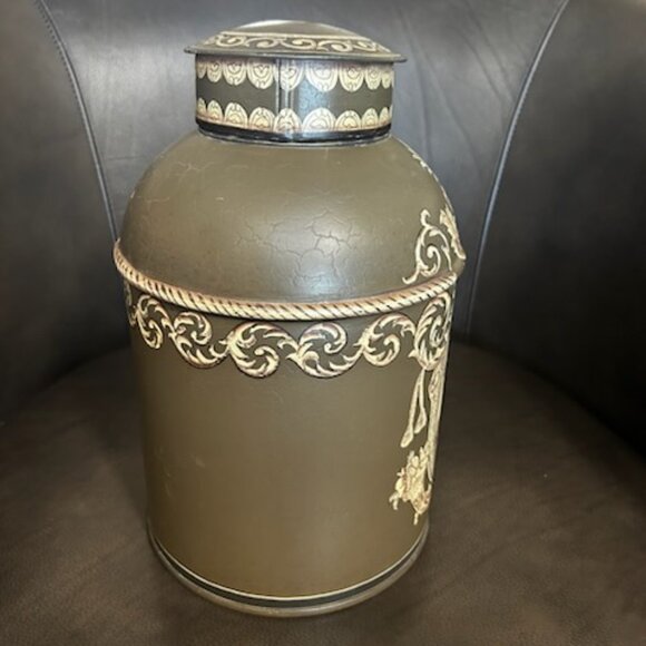 Antique Large Toleware Chinoiserie Tea Caddy Canton n°3 Iron Tea Box - Picture 8 of 16